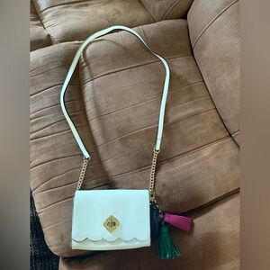 Crown & Ivy Ivory Shoulder Bag with Tassel Keychain